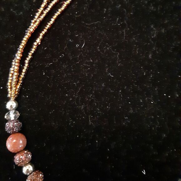 HANDBEADED PENDANT/3 STRAND NECKLACE 17" - Picture 4 of 6